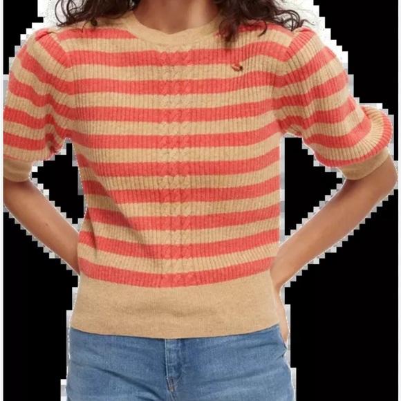 Scotch & Soda Puff Sleeve Striped Knit Sweater - Picture 2 of 6